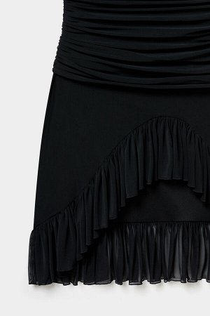 Платье из сетки с асимметричным вырезом Цвет: черный