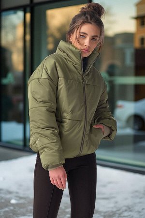 Куртка демисезонная спортивная короткая оливковая