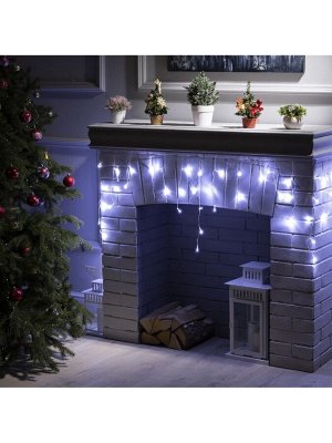Гирлянда «Бахрома» 1.8x0.5 м, IP20, прозрачная нить, 48 LED, свечение белое, 8 режимов, 220 В