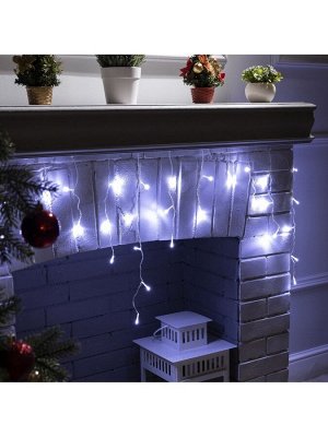 Гирлянда «Бахрома» 1.8x0.5 м, IP20, прозрачная нить, 48 LED, свечение белое, 8 режимов, 220 В