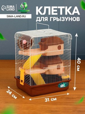 Клетка для грызунов «Пижон», двухэтажная с наполнением 31x24x40 см, коричневая