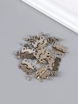 Петля для шкатулки (ключницы), металл, фигурная, под серебро, набор 8 шт., 2x2.1 см