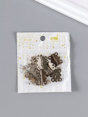 Петля для шкатулки (ключницы), металл, фигурная, под серебро, набор 8 шт., 2x2.1 см