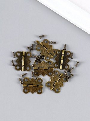Петля для шкатулки (ключницы), металл, фигурная, под бронзу, набор 6 шт., 1.5x2.1 см