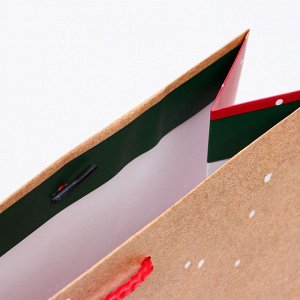 Пакет подарочный новогодний ламинированный «Зверята и снеговик», 33x42.5x10 см