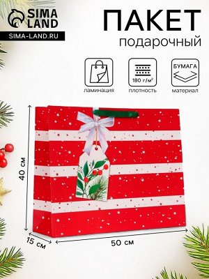 Пакет подарочный новогодний ламинированный «Звёздочки», 50x40x15 см
