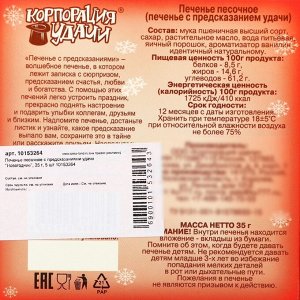 Новогоднее печенье песочное с предсказаниями удачи «Новогодние», 35 г, 5 шт.