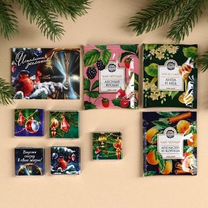 Подарочный набор «Зима подарит чудеса»: чай ассорти 5,4 г ( 3 шт. х 1,8 г)., молочный шоколад 25 г (5 шт. х 5 г)., открытка