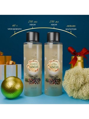 Новогодний подарочный набор косметики «Зимняя вьюга», с ароматом хвои и корицы. Золотая серия.
