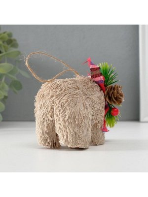Фигурка-подвеска новогодняя «Мишка с ёлочным венком на шее», 11.5x5.5x8 см