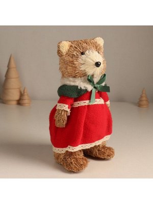 Фигурка новогодняя «Мишутка в платье», 10x10x21 см
