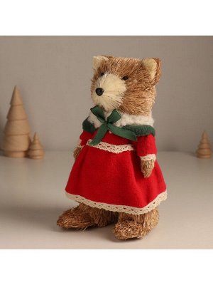 Фигурка новогодняя «Мишутка в платье», 10x10x21 см