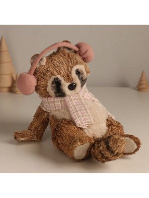 Фигурка новогодняя «Лежачий енот в наушниках», 17.5x21x18 см