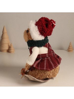 Фигурка новогодняя «Мишка в зимнем сарафане на лыжах», 20x19x11.5 см