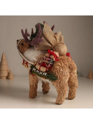 Фигурка новогодняя «Олень с подарками на спине», 26x13x26 см