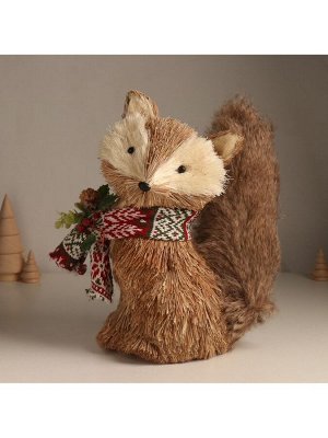 Фигурка новогодняя «Лисичка в вязаном шарфике», 13x25x24 см
