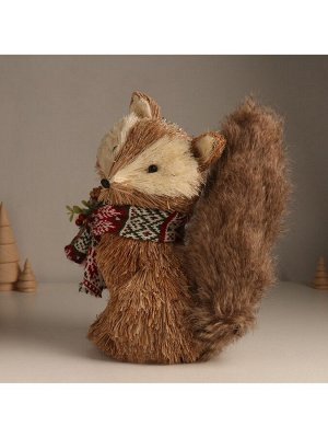 Фигурка новогодняя «Лисичка в вязаном шарфике», 13x25x24 см