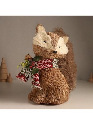 Фигурка новогодняя «Лисичка в вязаном шарфике», 13x25x24 см