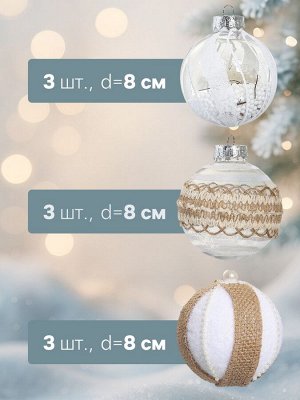 Ёлочные игрушки «Орсон», шары новогодние, d=8 см, 9 шт. очарование