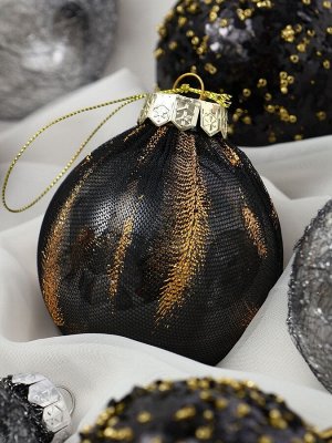 Ёлочные игрушки «Шаннен», шары новогодние, d=8 см, 9 шт., перья