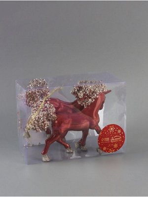 Ёлочные игрушки 2 шт. «Зимнее волшебство. Лошадка Феерия» пластик, 11x15.5 см, красный