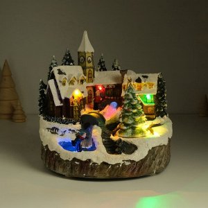 Фигурка светящаяся «Новогодняя улочка», крутящаяся, 20.5x17x20.5 см