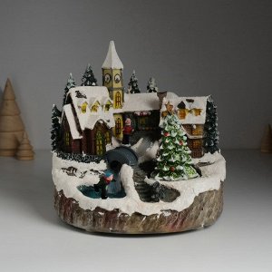 Фигурка светящаяся «Новогодняя улочка», крутящаяся, 20.5x17x20.5 см