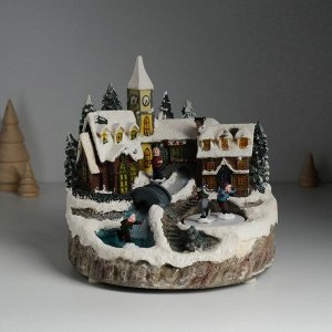 Фигурка светящаяся «Зимние забавы», крутящаяся, 20.5x17x20.5 см