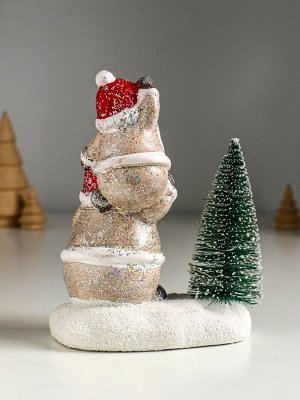 Фигурка светящаяся «Два Деда Мороза у ёлочки», керамика, 12x7x16 см