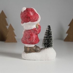 Фигурка светящаяся керамика «Малышка в красном платьице у ёлочки», 11.7x7x16 см