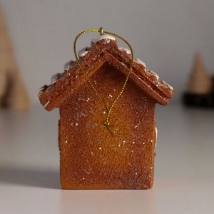 Фигурка-подвеска полистоун «Пряничный домик с белой глазурью», ёлочная игрушка, 4.5x7x8 см