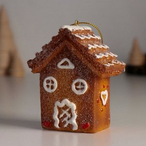 Фигурка-подвеска полистоун «Пряничный домик с белой глазурью», ёлочная игрушка, 4.5x7x8 см