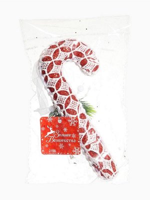 Ёлочная игрушка «Леденец » кружево шишка, 7x15 см, красно-белый