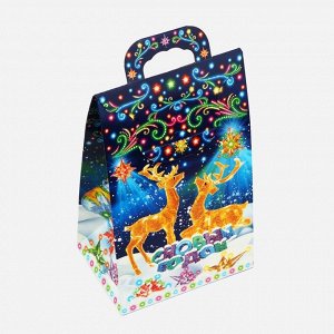 Подарочная коробка новогодняя Сумочка мини "Неон.Инсталяция" 14x10x22.3 см