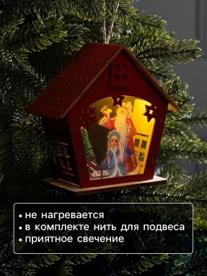 Подвеска световая «Дед Мороз и Снегурочка», 16x7x15.5 см, 1 LED, от батареек AG10x3, свечение тёплое белое