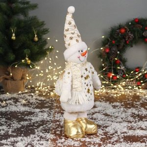 Мягкая игрушка «Снеговик звёзды» (59x21 см выдвинутые ножки) 40x21 см, золотисто-белый