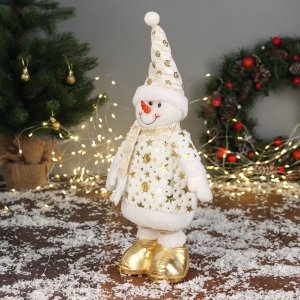 Мягкая игрушка «Снеговик звёзды» (59x21 см выдвинутые ножки) 40x21 см, золотисто-белый
