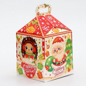 Коробка новогодняя подарочная складная «Ромбики» 12x12x17 см