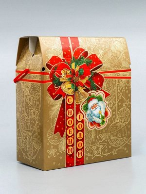 Коробка подарочная новогодняя «Золотая сумка» 21.5x25.6x11 см