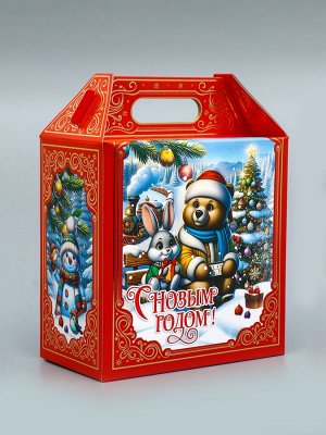 Коробка подарочная новогодняя «Путешествие на паровозе» 21x12x27 см