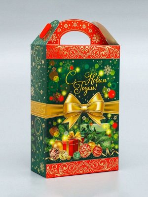 Коробка подарочная новогодняя Ларец «Бантик» 17.5x31x7 см