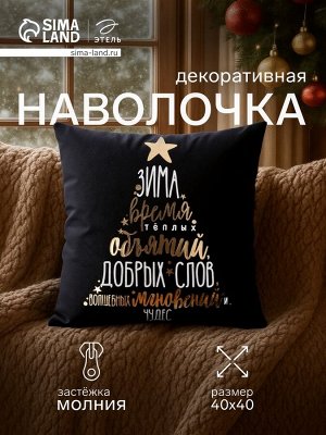 Наволочка декоративная новогодняя «Этель. Время объятий» 40x40 см, велюр