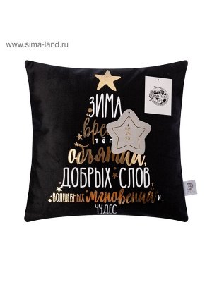 Наволочка декоративная новогодняя «Этель. Время объятий» 40x40 см, велюр