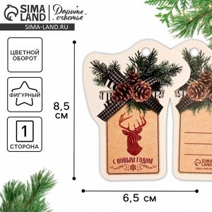 Шильдик на подарок Новый год «Шишка», 6.5x8.5 см