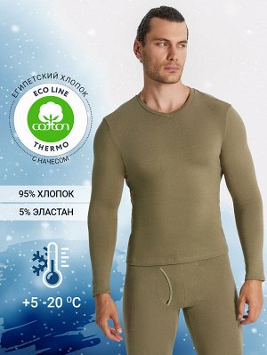 Фуфайка мужская теплая в зеленом цвете