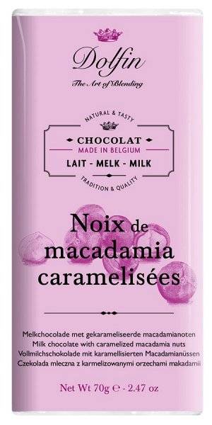 Chocolat au lait aux noix de Macadamia caramélisées