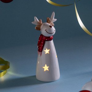 Фарфоровая статуэтка Олень с LED‑подсветкой, 7×6,2×16,2 см