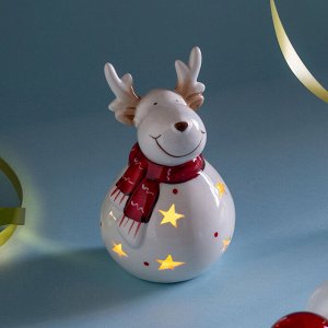 Фарфоровая статуэтка «Олень» с тёплой LED‑подсветкой, 9.2×9.2×15 см