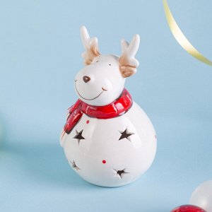 Фарфоровая статуэтка «Олень» с тёплой LED‑подсветкой, 9.2×9.2×15 см