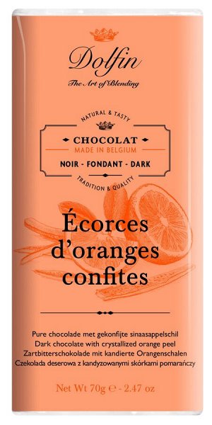 Chocolat noir aux écorces d'oranges confites